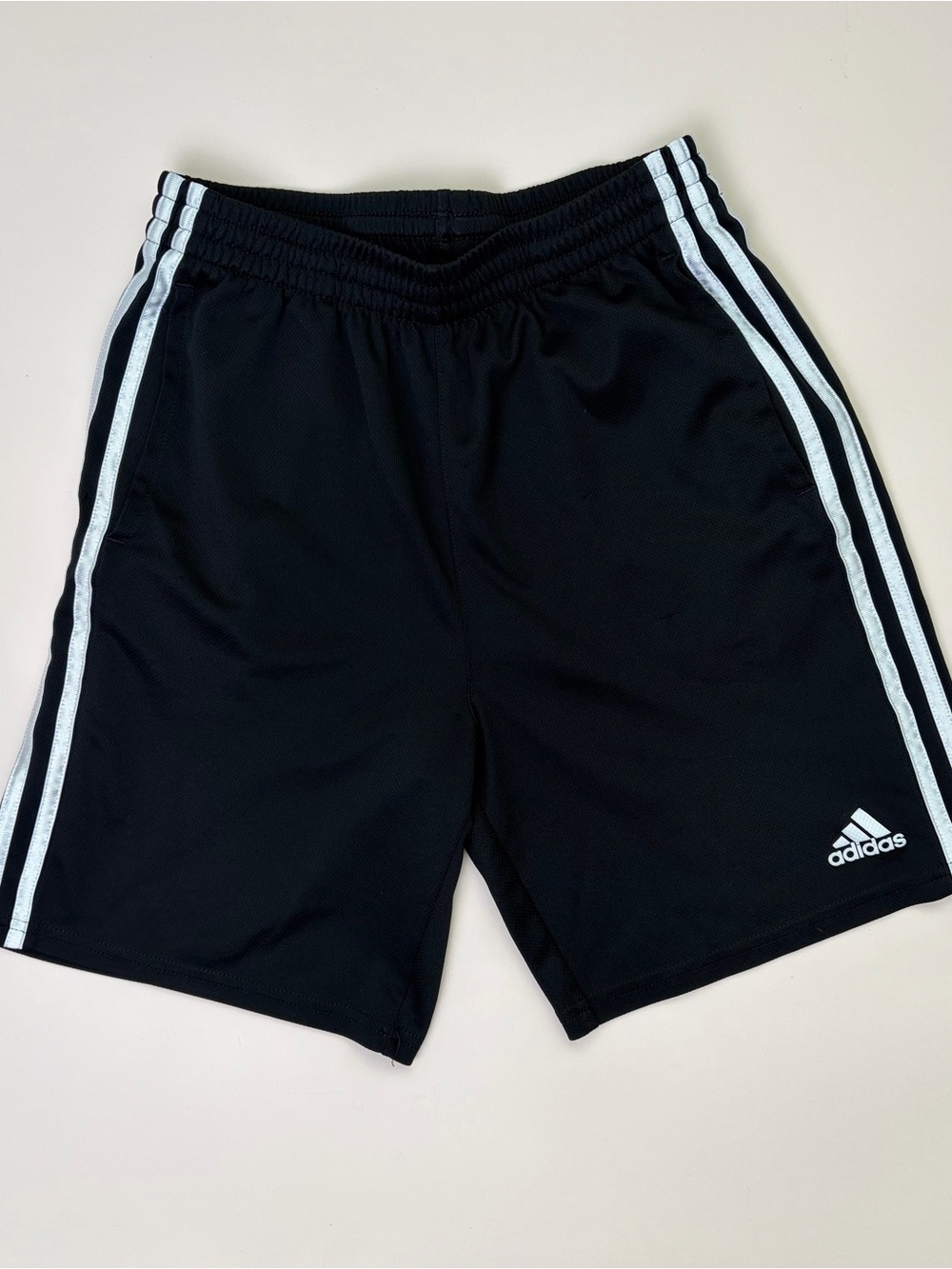 adidas Black Shorts with White Triple Stripes